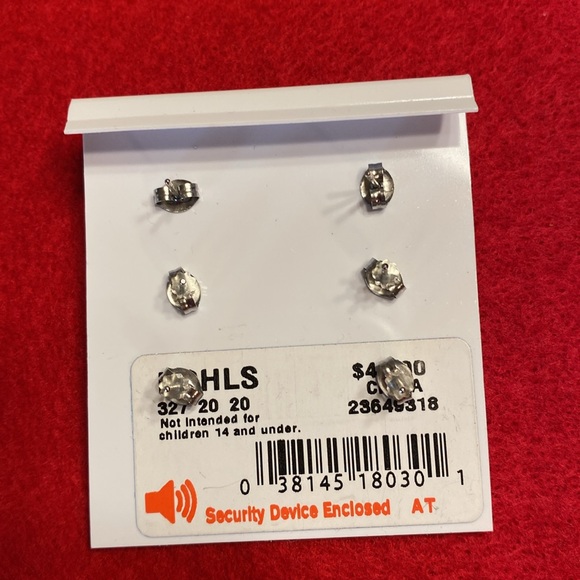 Blue Crystal Silver Tone Pierced Earrings - Picture 3 of 10